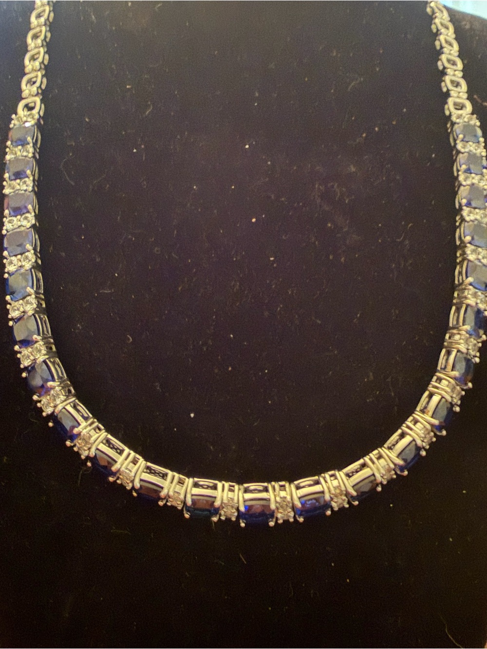 NWT Sterling Silver necklace with lab created blue and white sapphires